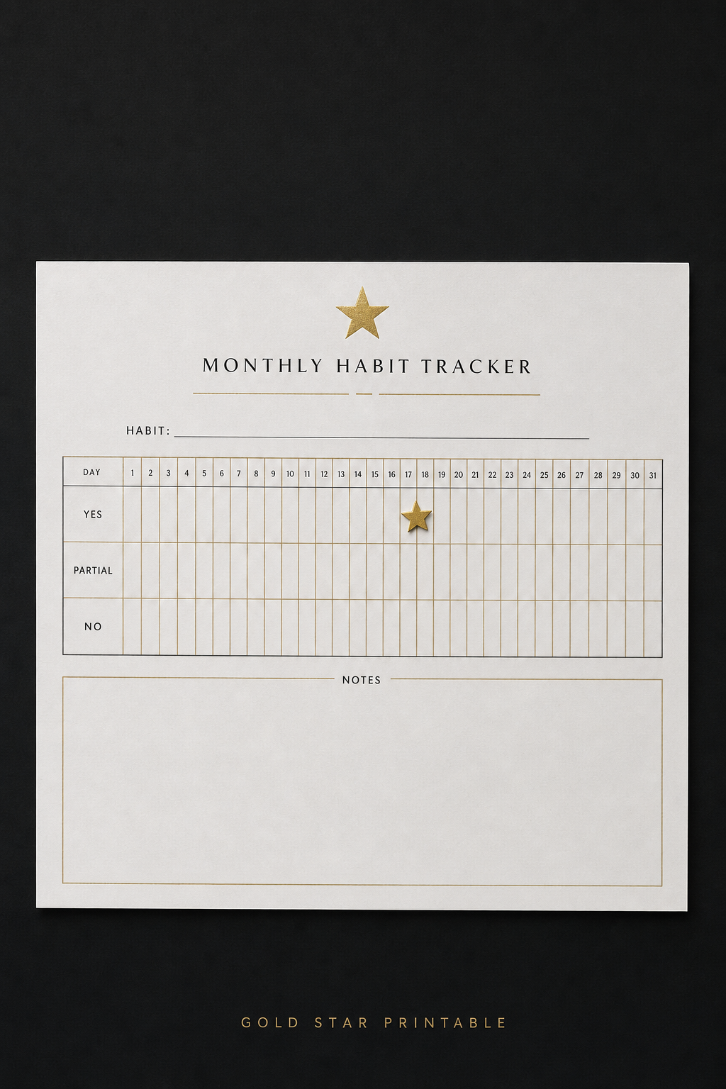 Gold Star Printable